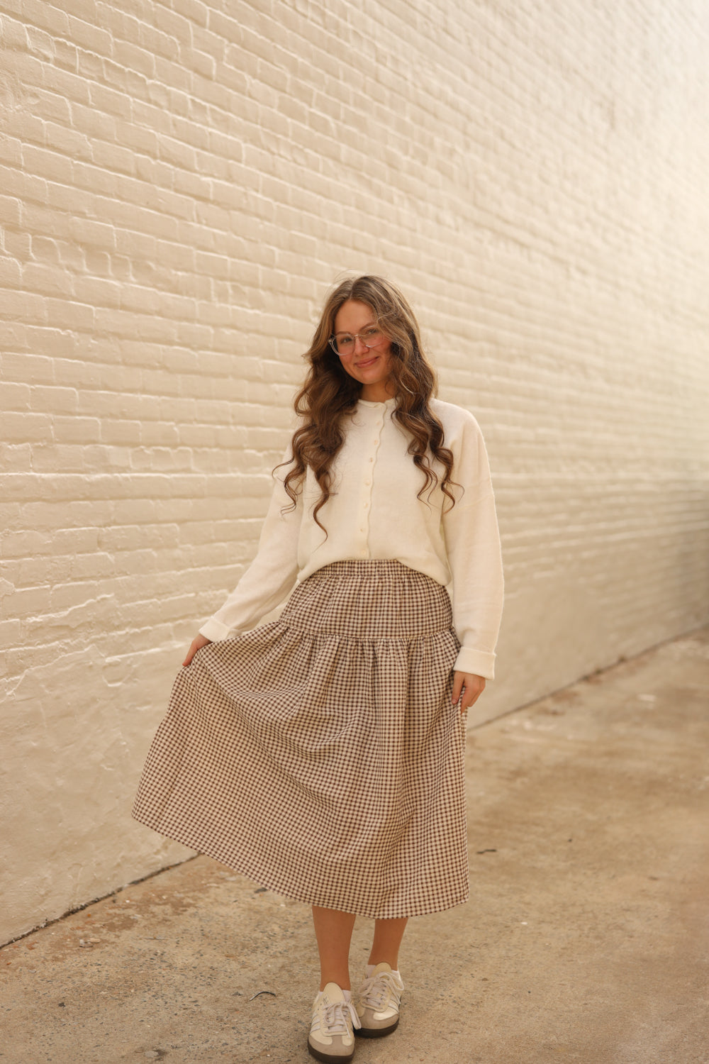 Lola Gingham Skirt - Brown/Cream